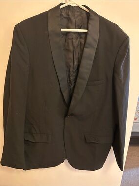 Men's Black Satin Shawl Lapel Tuxedo Blazer